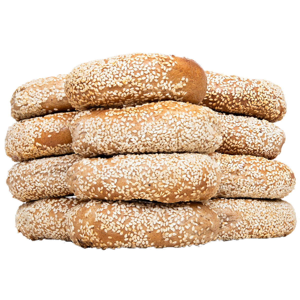 Freshly baked stack of whole wheat bagels from St-Viateur bagel shop in Montreal.